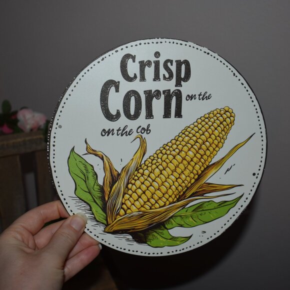 Crisp Corn on the Cob Metal Tin Sign Vintage Country Farmhouse Kitchen Decor - Picture 3 of 6